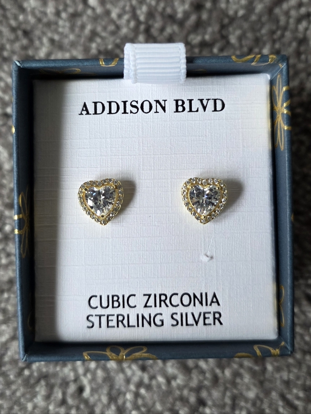 Addision Blvd. Heart Frame Stud Earrings, Brand New